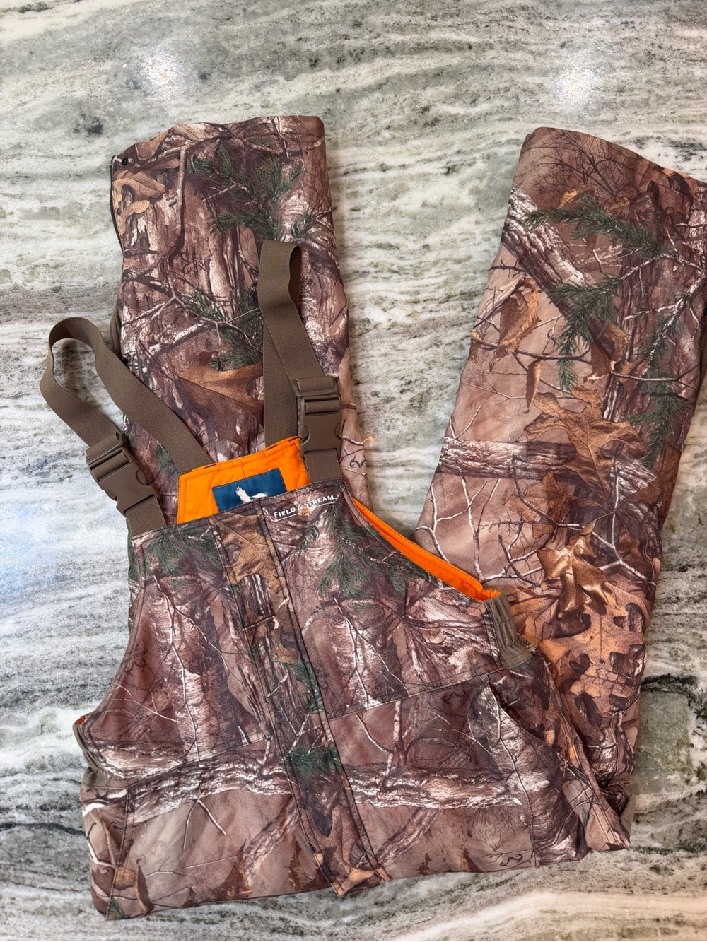 Field & Stream Kids Camo Bib Snow Pants with Orange Trim Youth XL